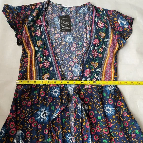 NWT Floral Multicolored R. Vivimos Wrap Midi Dress Size XS - Picture 9 of 9